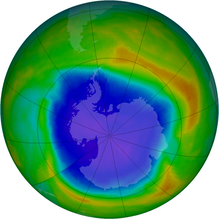 Antarctic ozone map for 04 November 1987